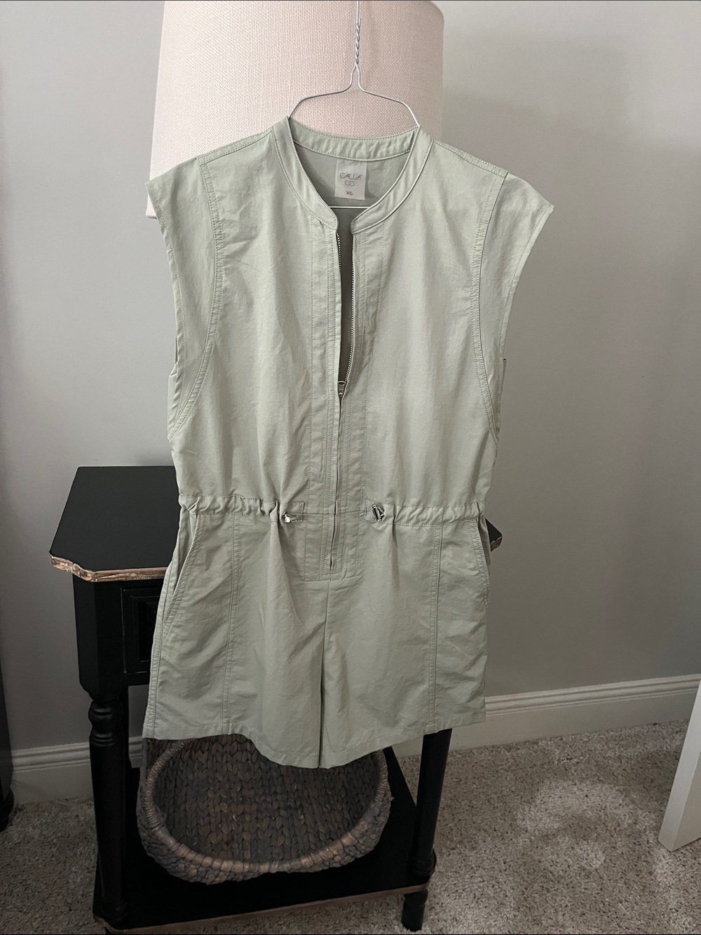 Calia Sage Utility Sleeveless romper with Drawcord Waist